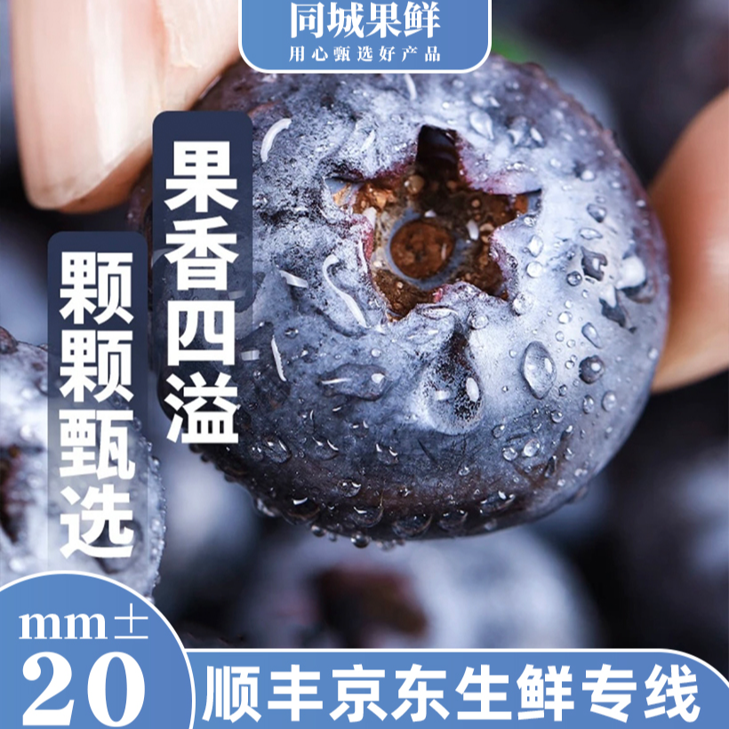巨无霸20mm±云南花香脆甜蓝莓新鲜水果顺丰京东冷链