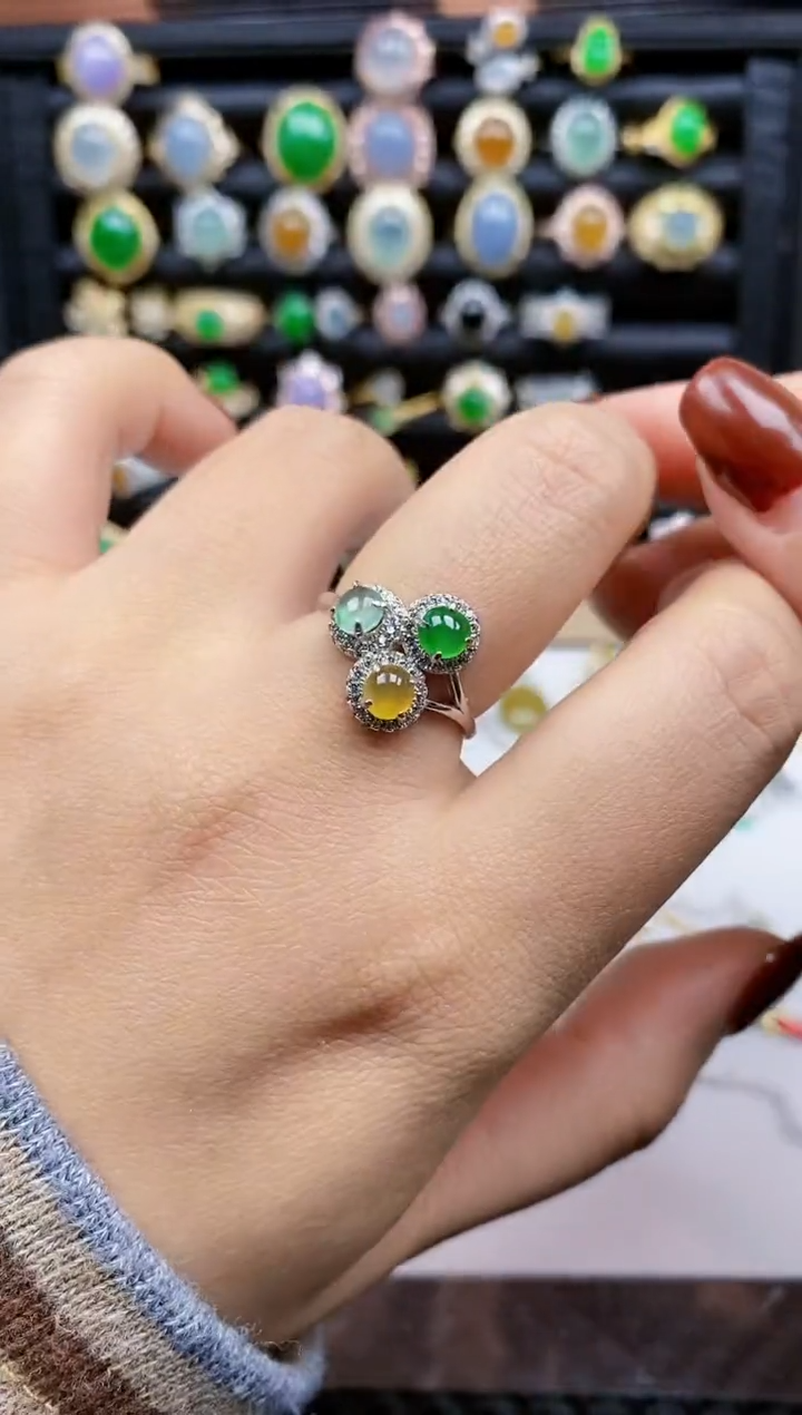 银S925镶嵌戒指翡翠290