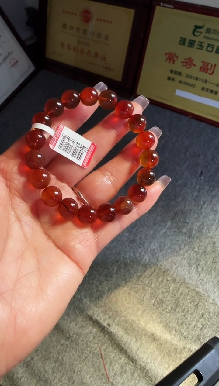 手串琥珀未镶嵌不*易#30缅甸琥珀血珀手串10mm