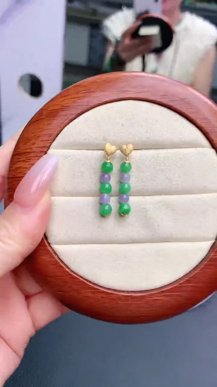 【闪购商品】翡翠耳饰18K金镶嵌赠礼盒证书 多样性发货其一