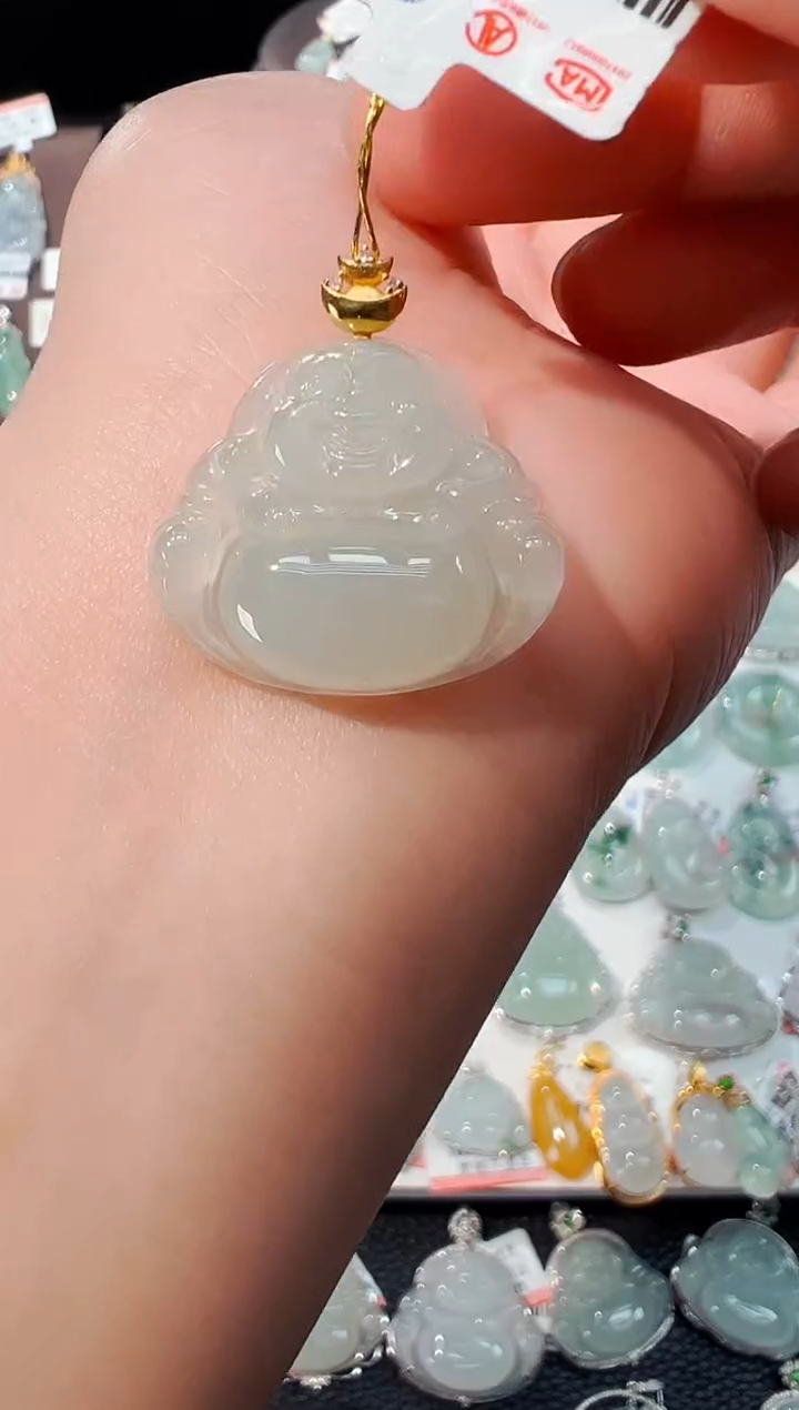 翡翠18K金镶嵌吊坠(不含链)佛公吊坠110A