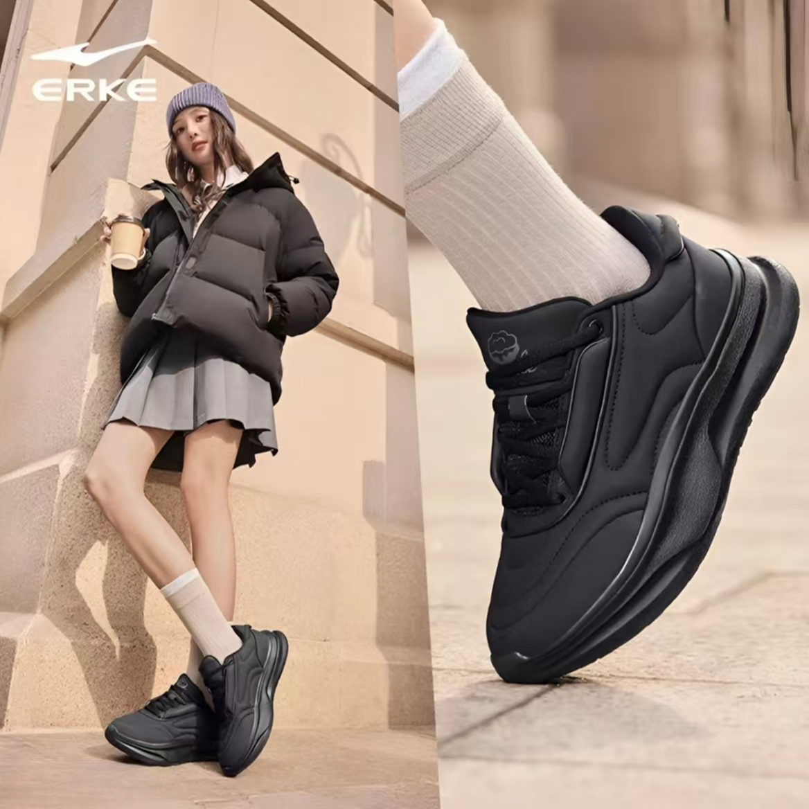 鸿星尔克酥糖丨冬季复古女子百搭休闲老爹鞋保暖运动鞋增高阿甘鞋