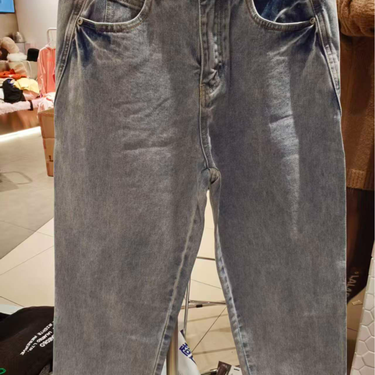 群力【不退不换】笑脸logo牛仔长裤L21A-WXZC21