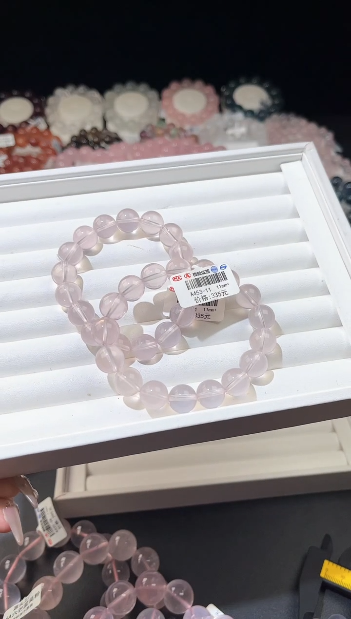 【闪购商品】水晶手链未镶嵌多样性发一冰橘粉11mm