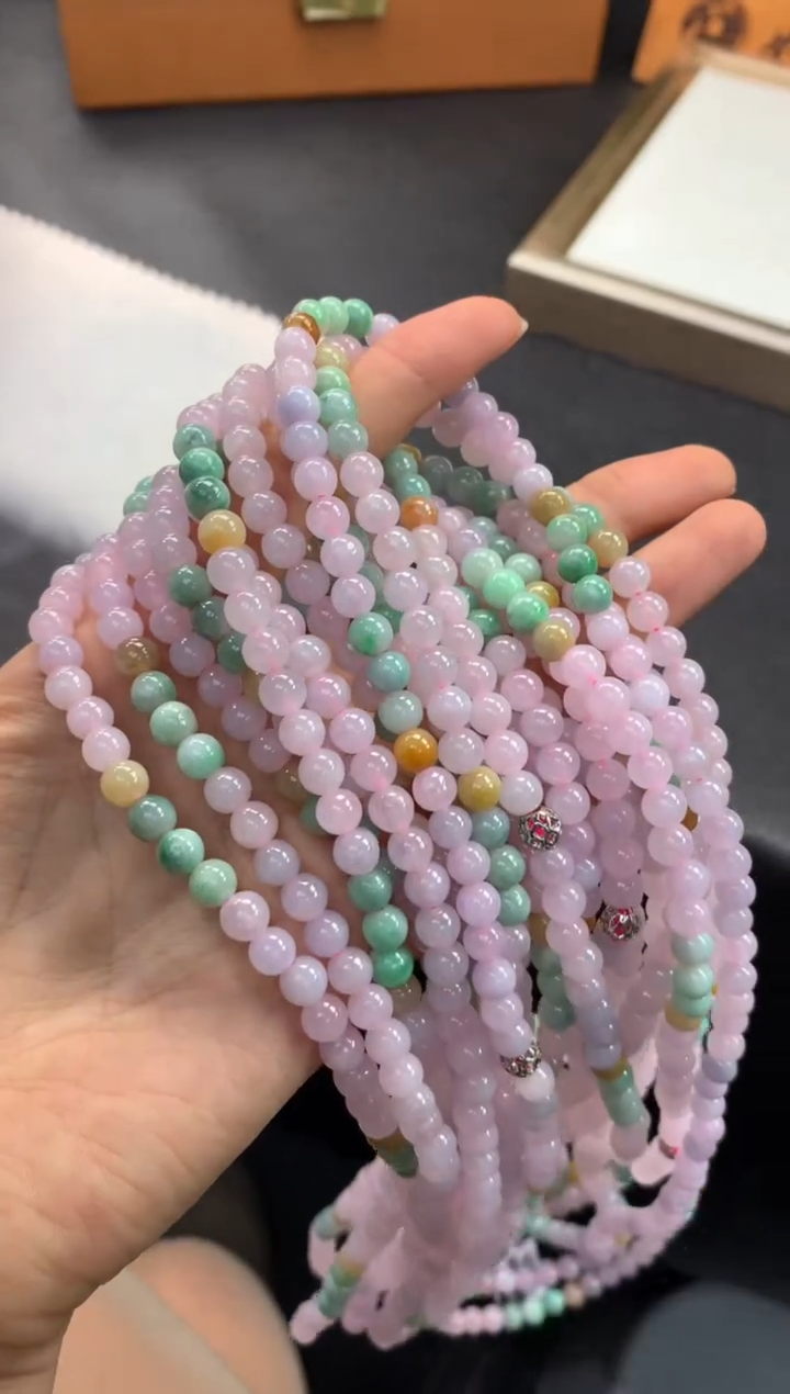 颈饰未镶嵌翡翠FC551 翡翠三彩项链 多样性发其一