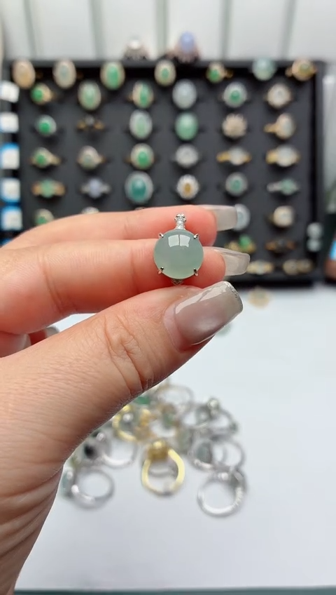 银S925镶嵌戒指翡翠.