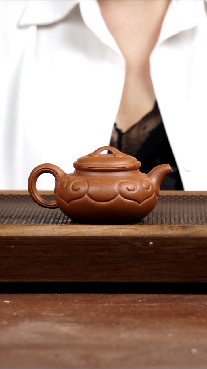 茶壶紫砂桃花泥仿古如意230CC