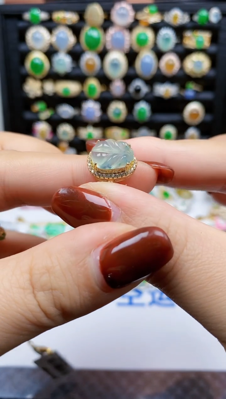 银S925镶嵌戒指翡翠喜****6417