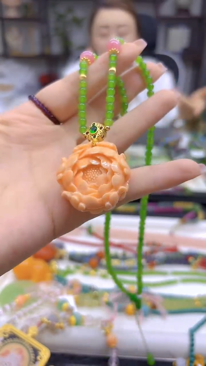 和田玉（碧玉）未镶嵌毛衣链DIY款M498