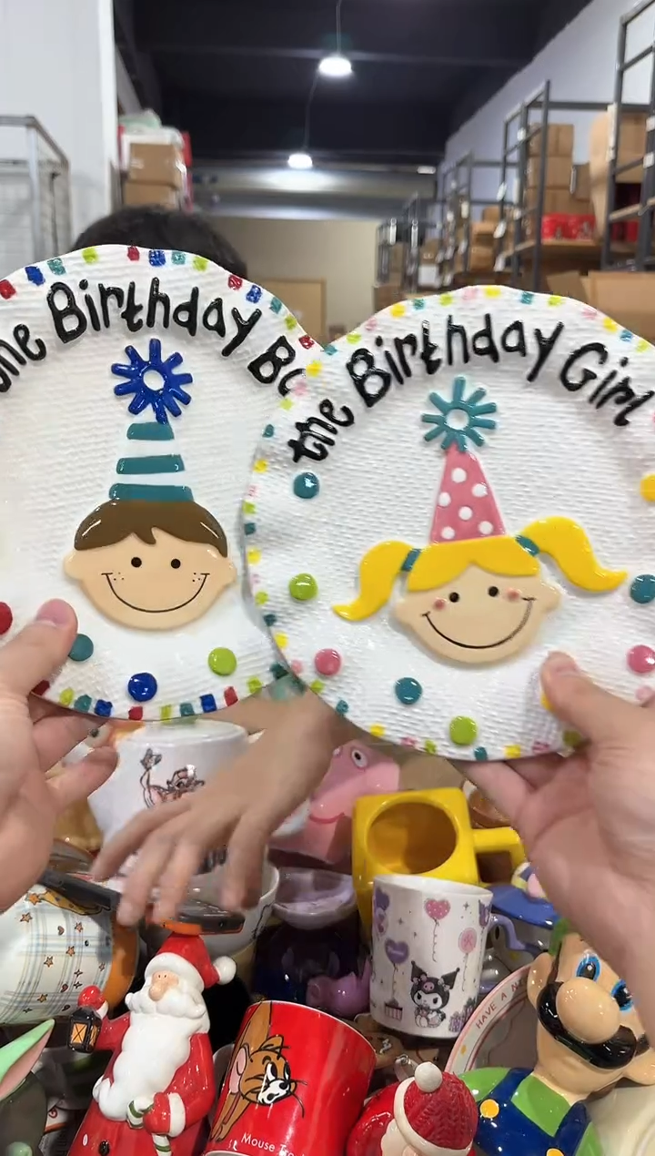 瓷片原盒B款生日盘子2件套