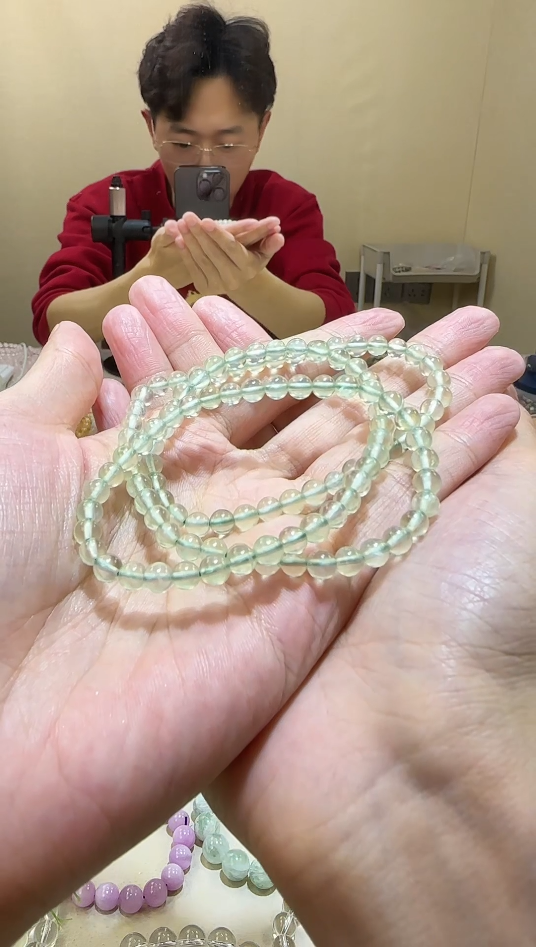 【闪购商品】葡萄石手串未镶嵌葡萄石三圈