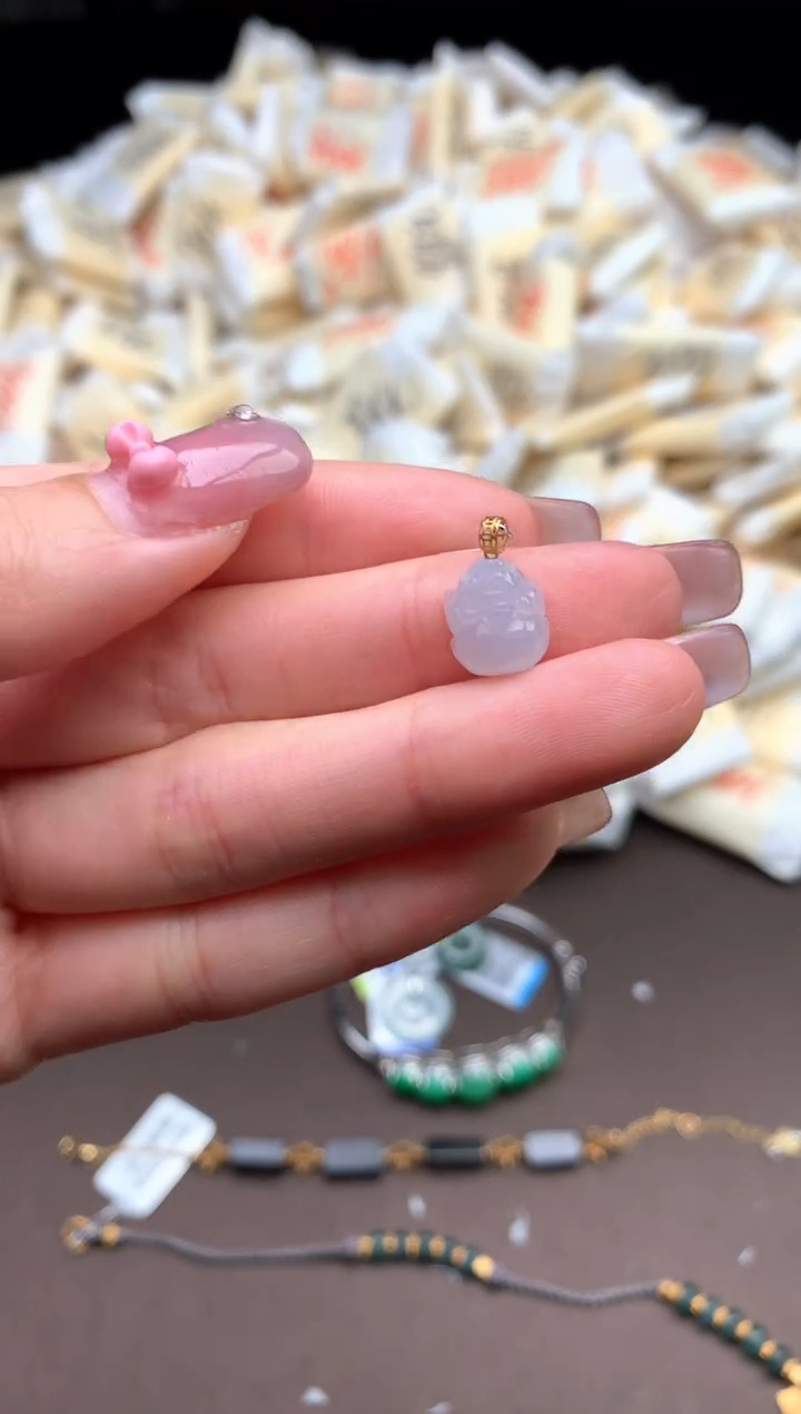 【闪购商品】翡翠挂件18K金镶嵌一