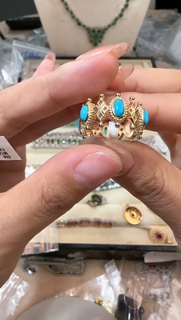 【闪购商品】定制绿松石银S925镶嵌戒指