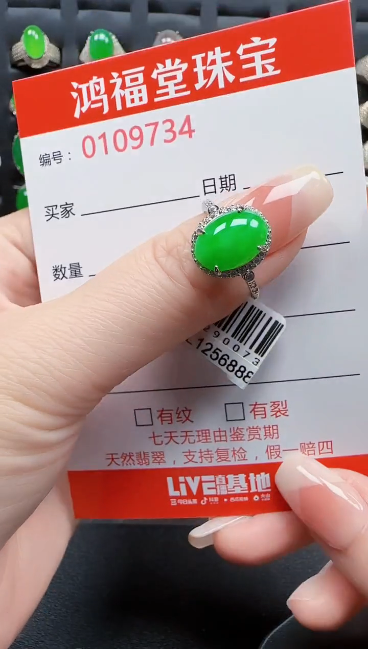 【闪购商品】翡翠戒指银S925镶嵌9734
