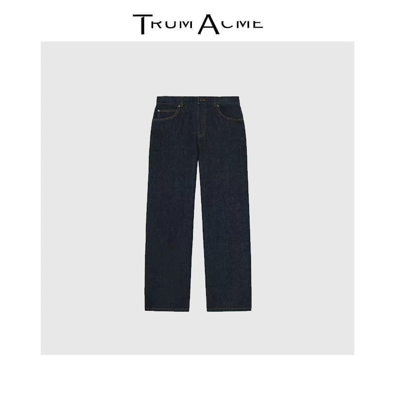 时尚老钱风秋季棉弹牛仔阔腿裤直筒长裤女2025新品