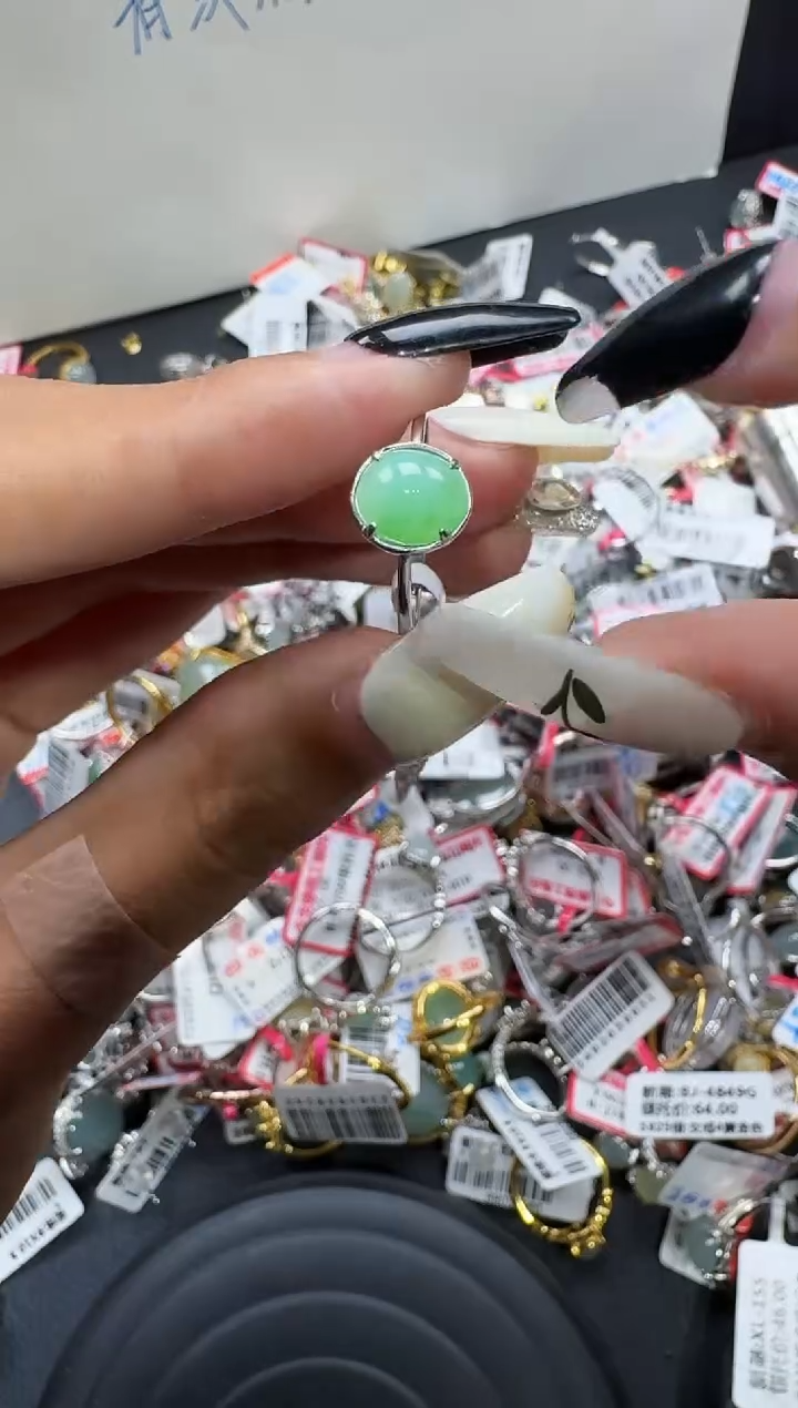 翡翠戒指银S925镶嵌戒指430