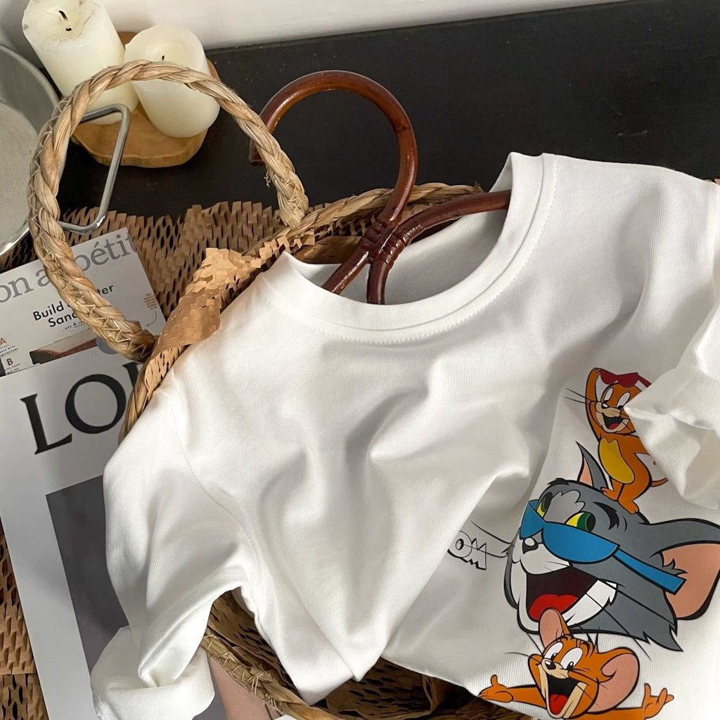 男女童长袖t恤春秋款纯棉打底衫百搭儿童中小童卡通上衣休闲秋装