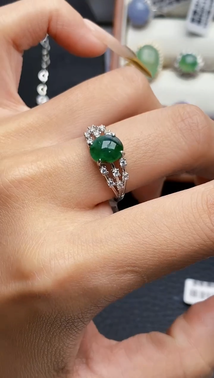 银S925镶嵌戒指翡翠4515