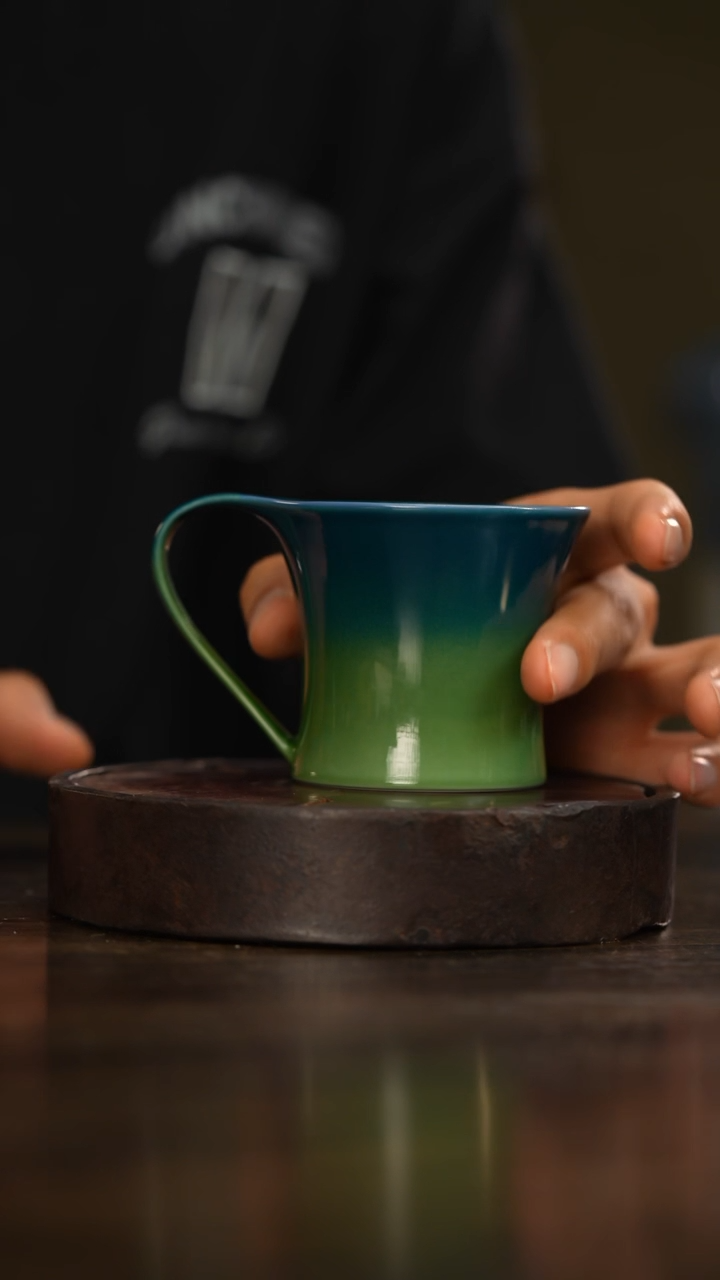 68柴房陶瓷柴烧只此青绿咖啡杯