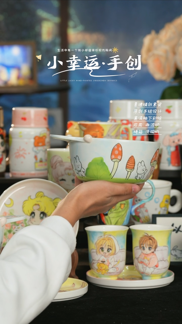 【闪购商品】小幸运纯手工手绘陶瓷