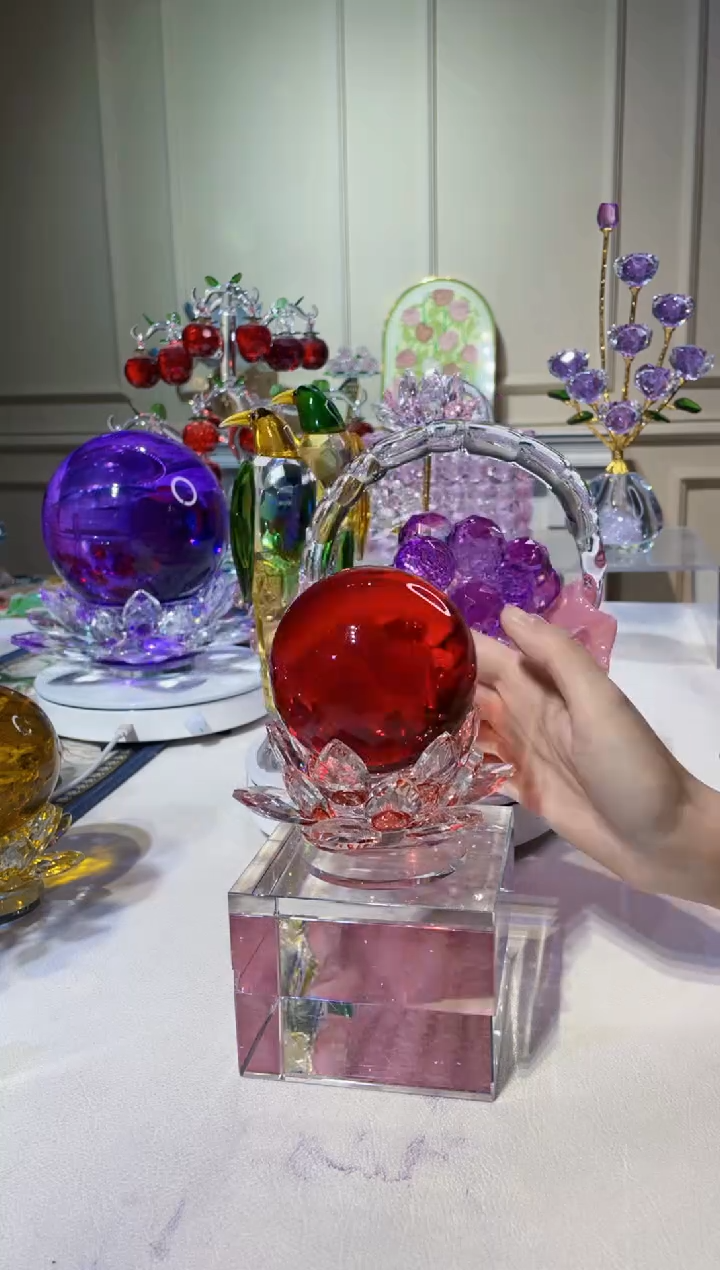 手工艺品琉璃红色水晶球