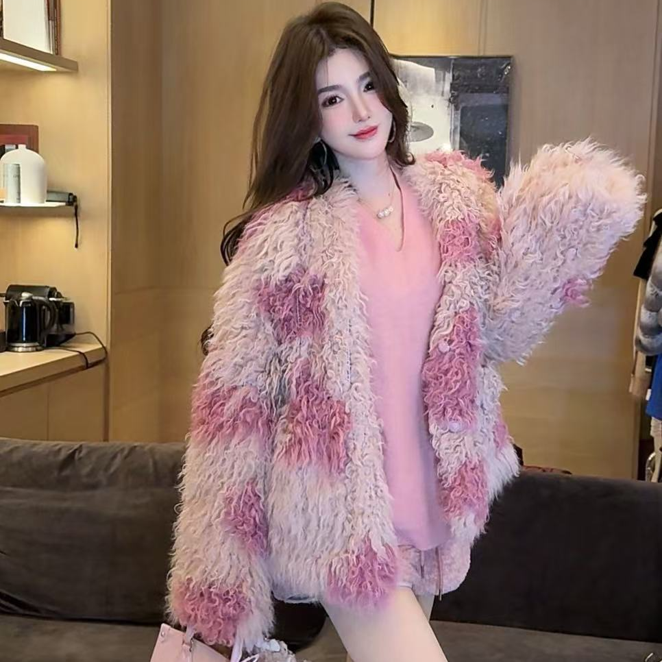 GUIDI GUDI【咩咩怪】气质休闲百搭时尚毛毛长袖外套 W9441196H