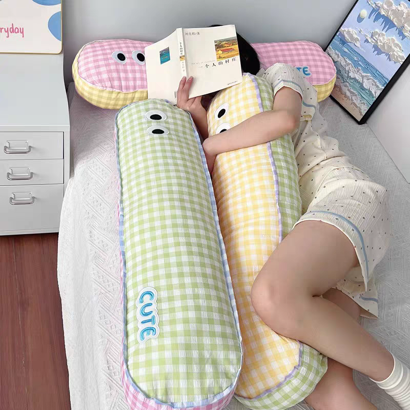 可爱夏季格子长条抱枕卧室枕头女生睡觉床上夹腿侧睡布靠垫大靠枕