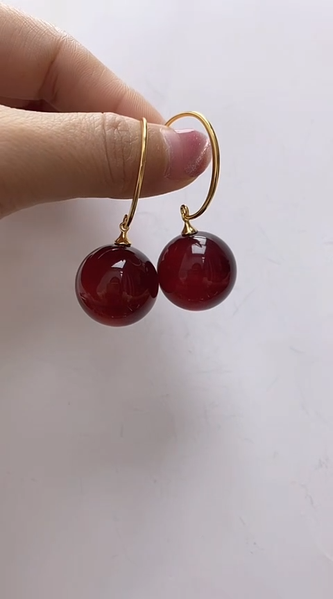 【闪购商品】琥珀裸石银S925镶嵌琥珀耳坠