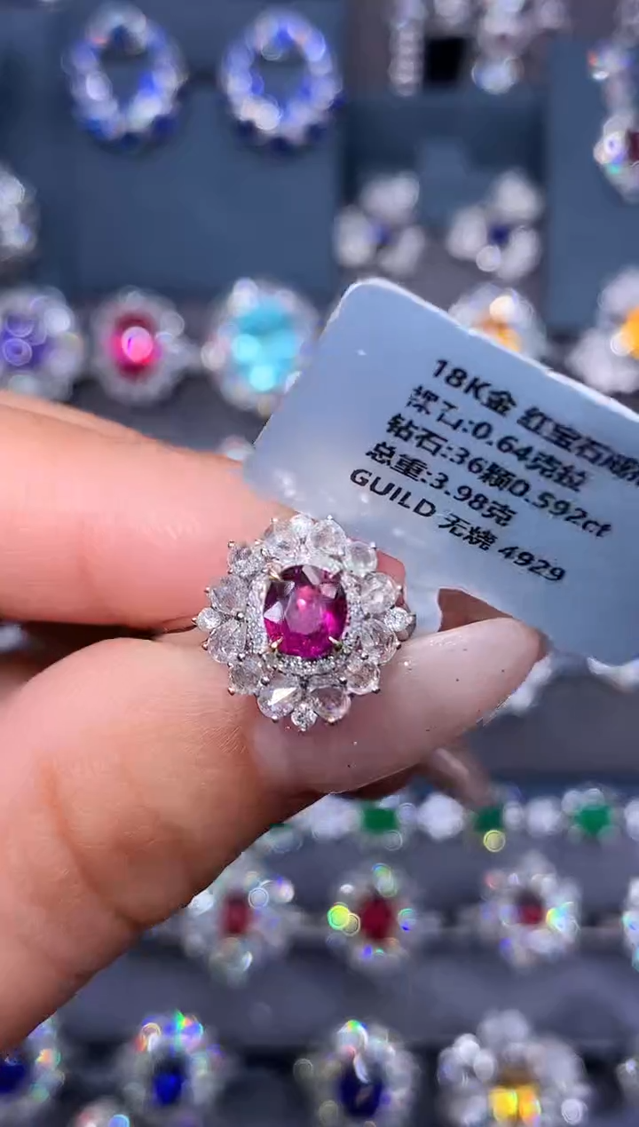 18K金镶嵌戒指红宝石0.64ct/吉尔德/无烧
