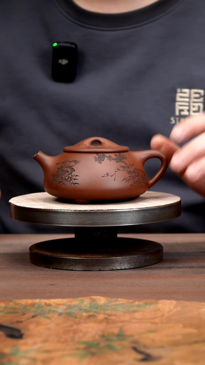 【闪购商品】紫砂茶壶底槽清五子登科石瓢