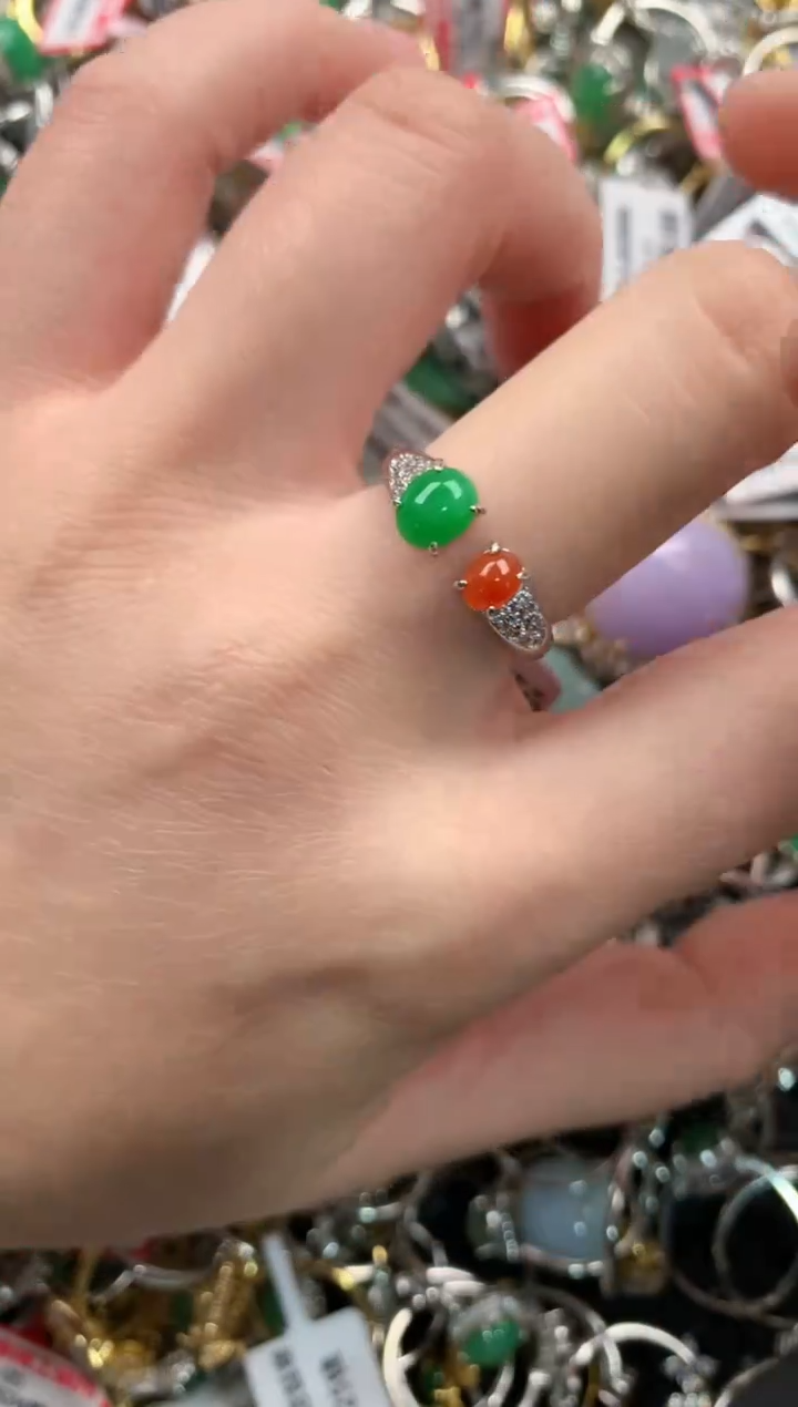 银S925镶嵌戒指翡翠555   8