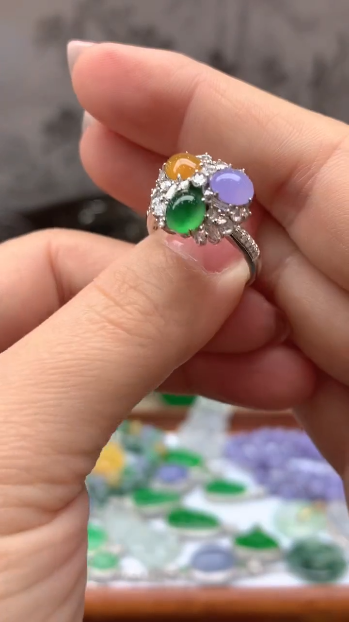 【闪购商品】翡翠戒指18K金镶嵌320-天然翡翠