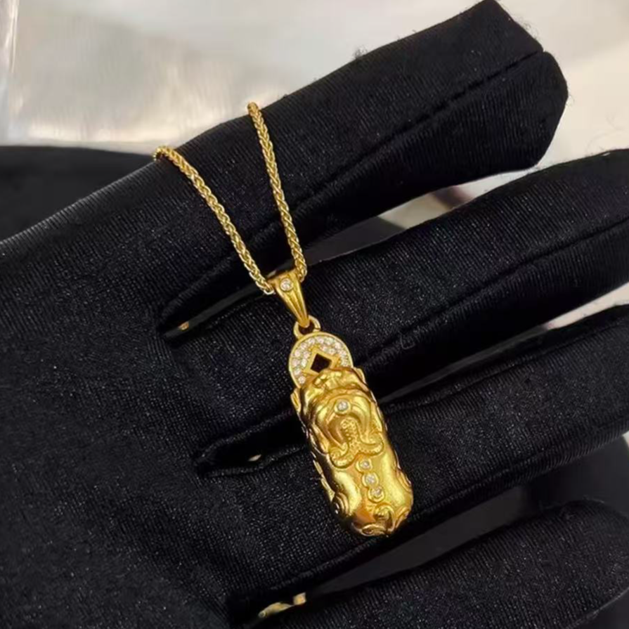 铜合金吊坠 吊坠貔小貅吊坠项链金丝黑线手工编织款情侣金色