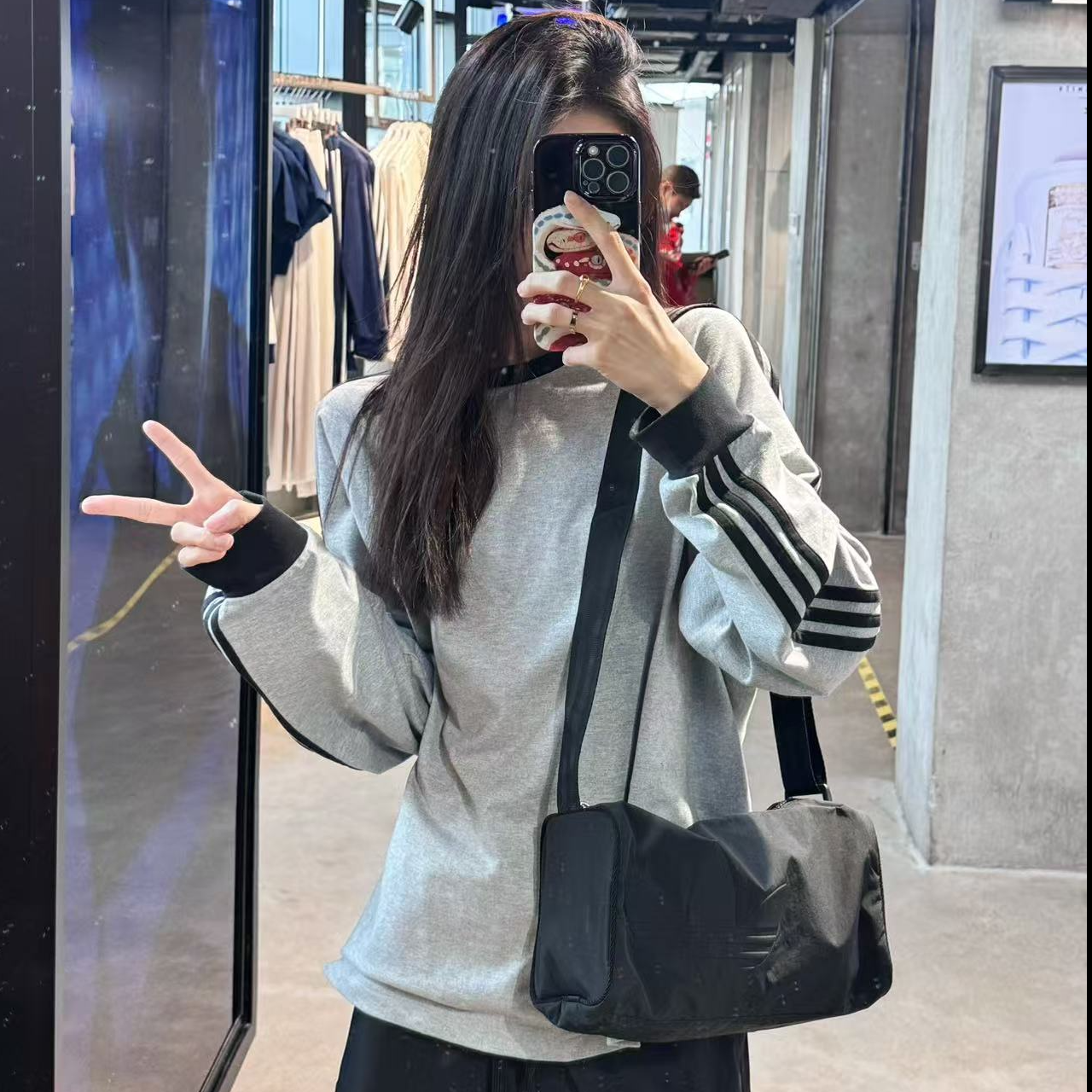 adidas/阿迪达斯三叶草时尚百搭多背方式方形吐司包JC6090