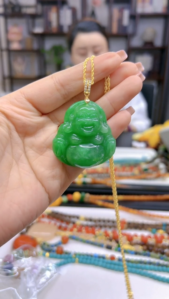 【闪购商品】翡翠吊坠(赠链)银S925镀金镶嵌D215