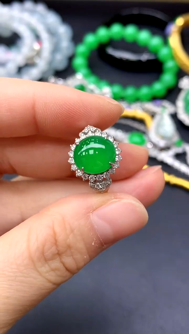 18K金镶嵌戒指翡翠451-中国好珍宝