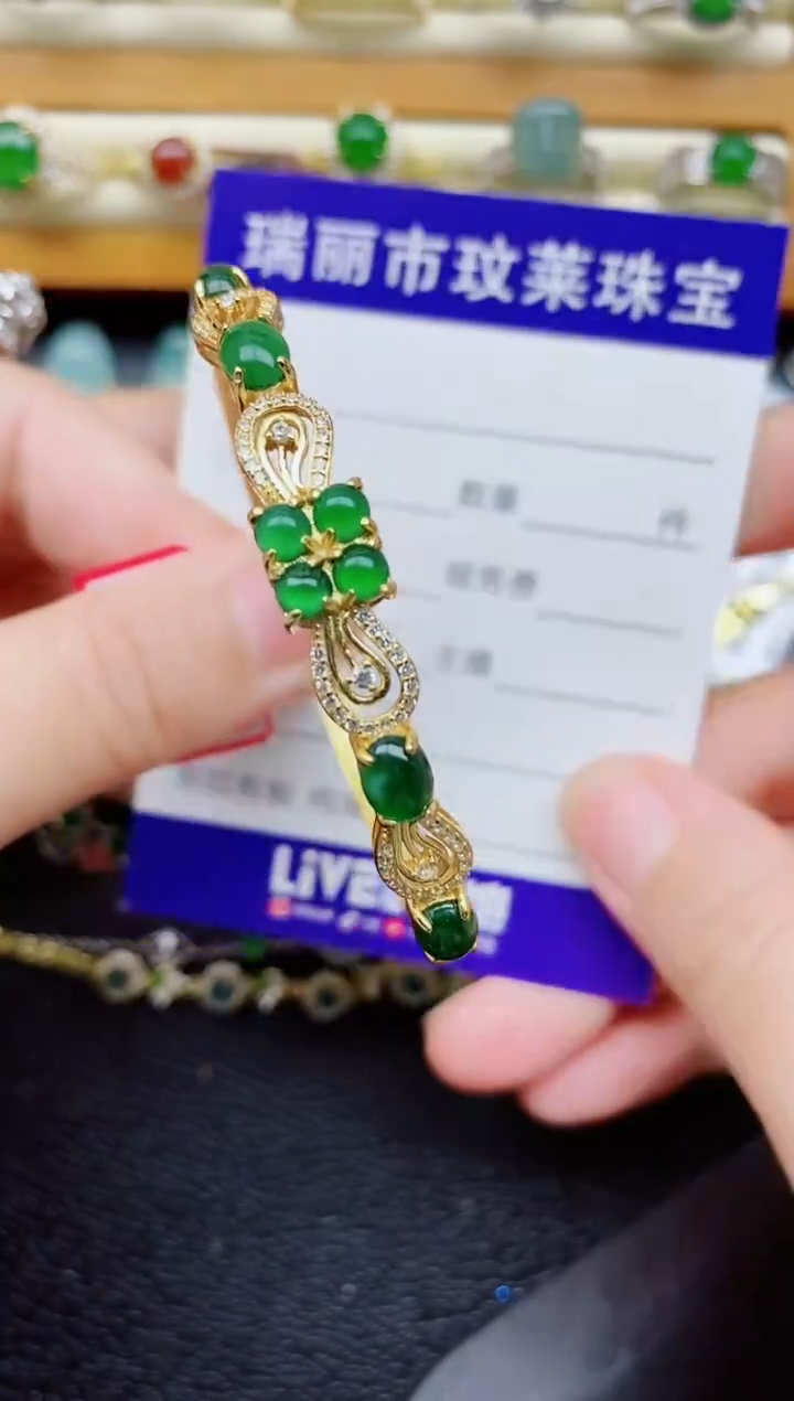 银S925镶嵌戒指翡翠1