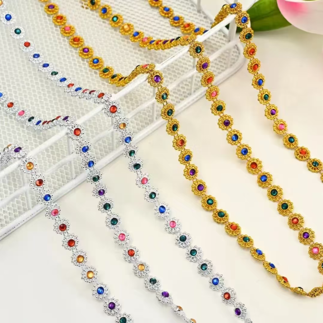 1cm梅花镶钻花边手工装饰材料·