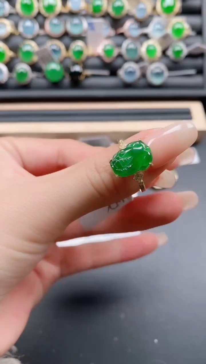 银S925镶嵌戒指翡翠11
