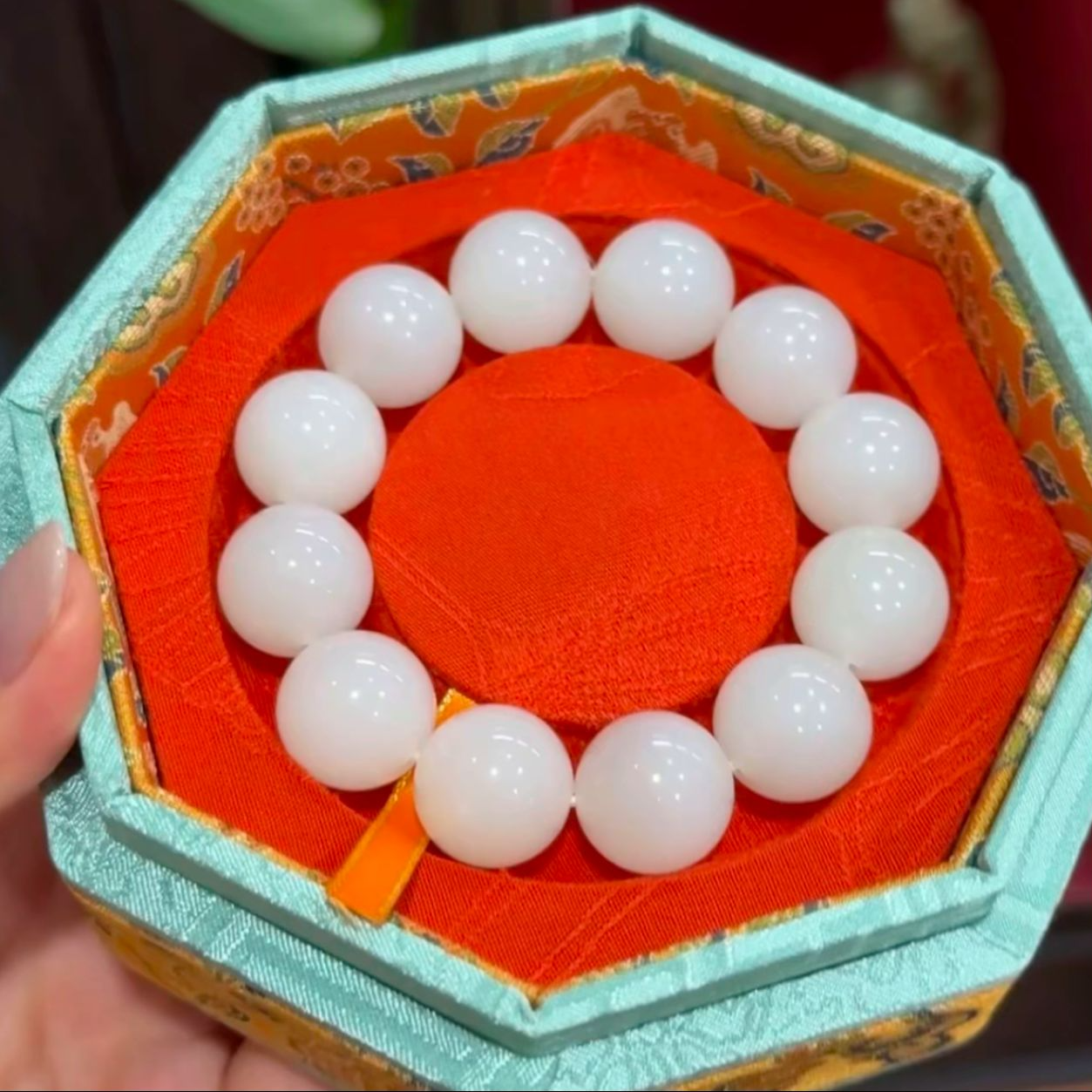 手链 脂白大手串圆珠卡18 19 mm 大尺寸 男女均可佩戴 拍一发一