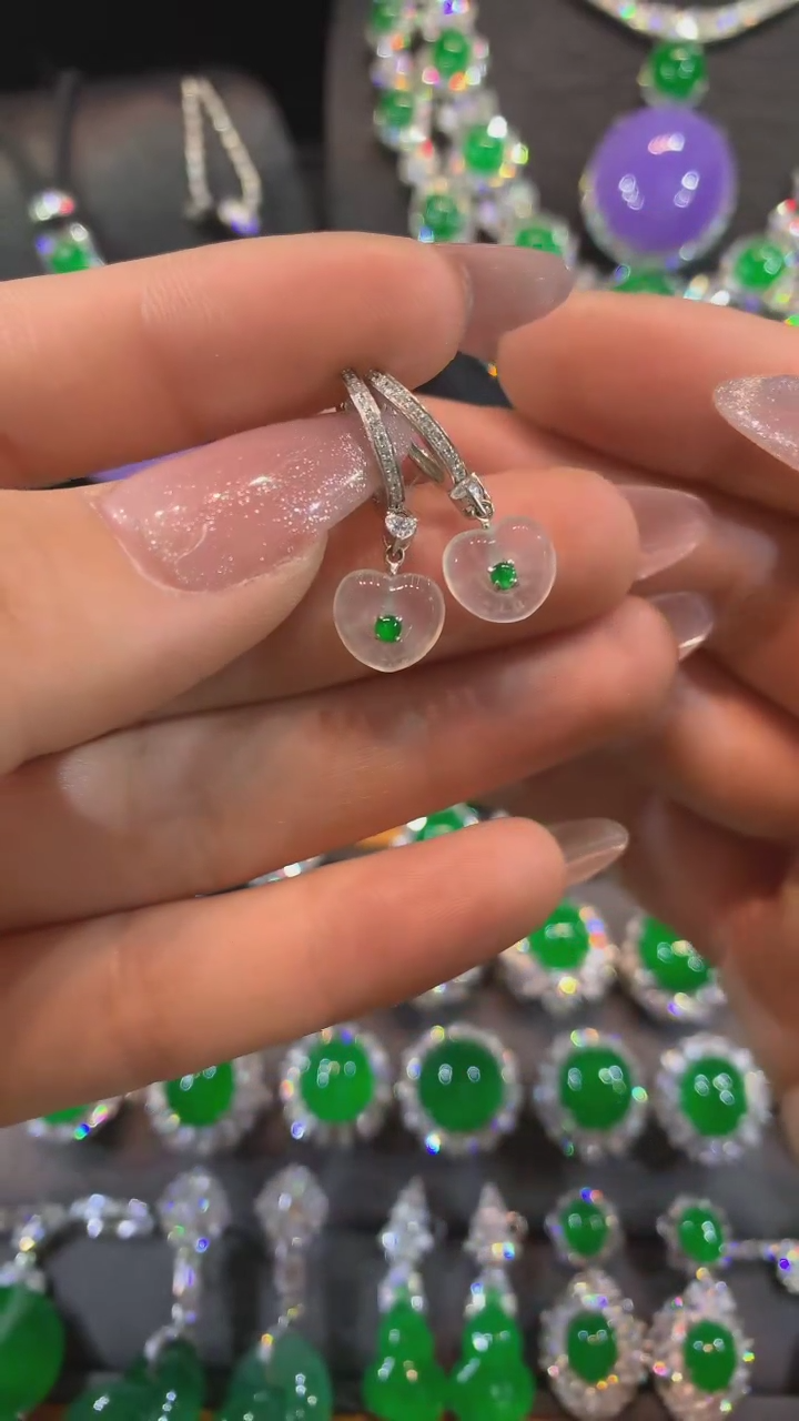 【闪购商品】翡翠耳饰18K金镶嵌耳饰