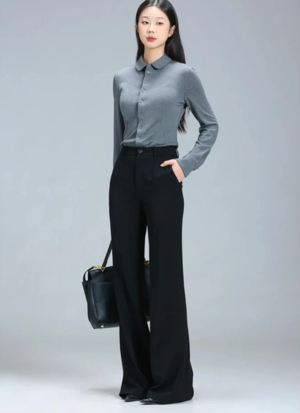 【商场同款】高腰休闲喇叭裤时尚气质弹力微喇裤长女裤510020