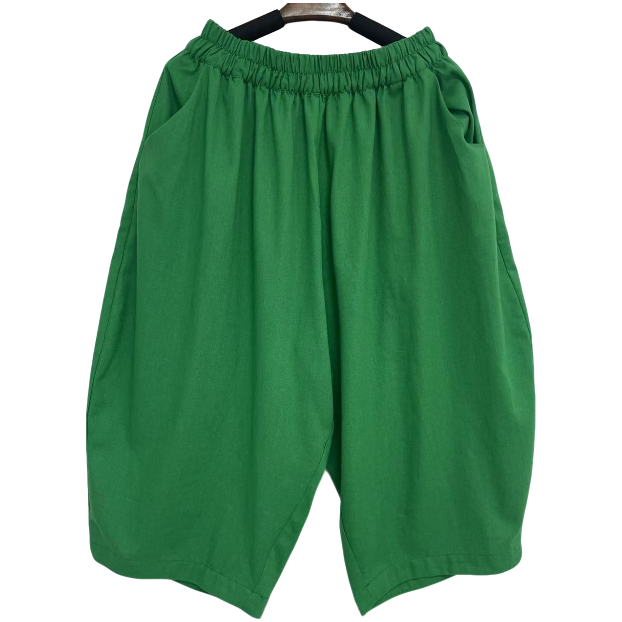 恬小霓（玲玲姐精选）1634/绿色/松紧腰/花苞七分裤/时尚休闲百搭