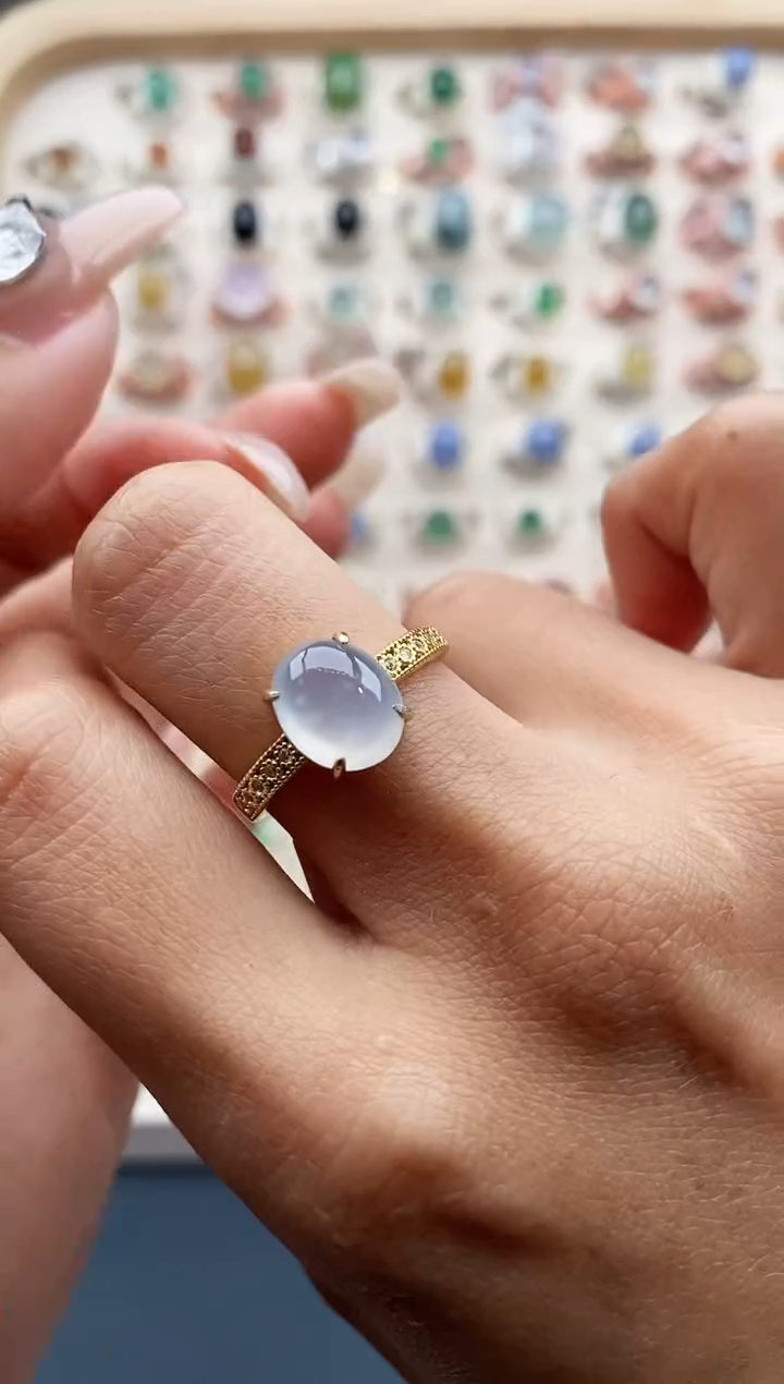 【闪购商品】翡翠戒指银S925镶嵌缅甸天然A货翡翠333  2+9