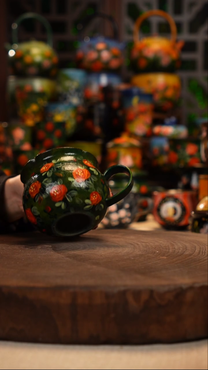 紫砂油画手绘釉下彩