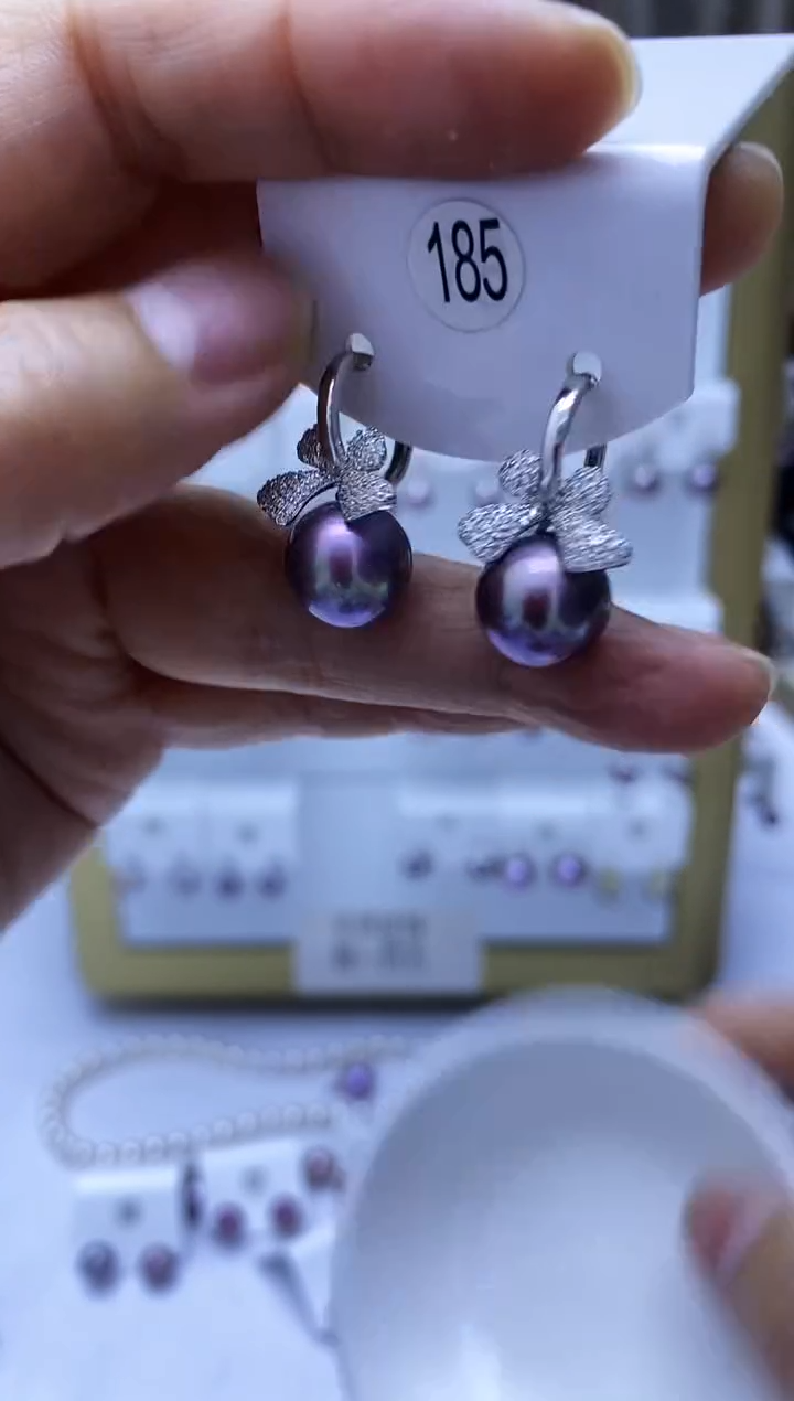 银S925镶嵌耳饰淡水珍珠185