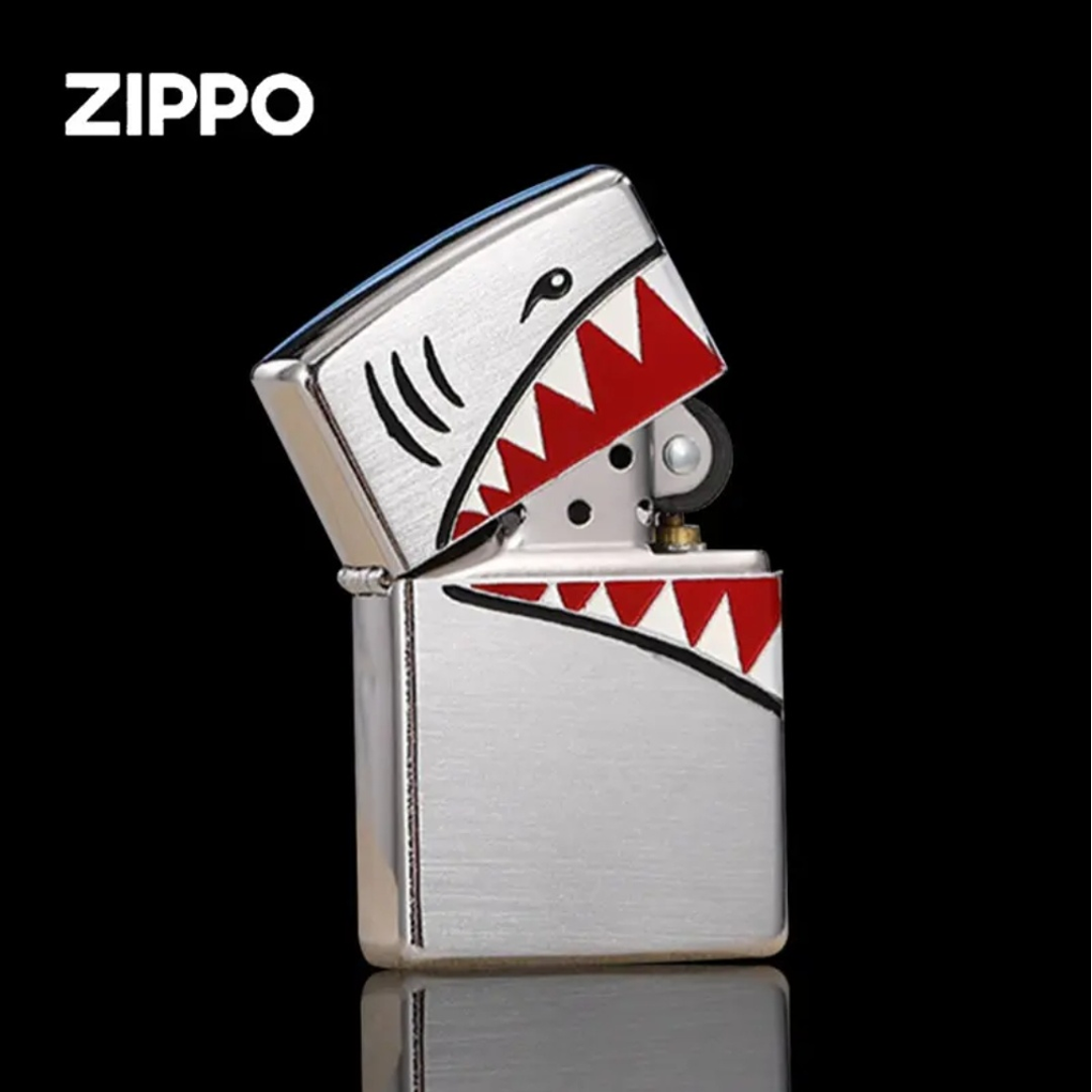 ZIPPO/之宝【X站警鲨鱼嘴】蚀刻填漆 个性男士防风打火机 DYX1H1