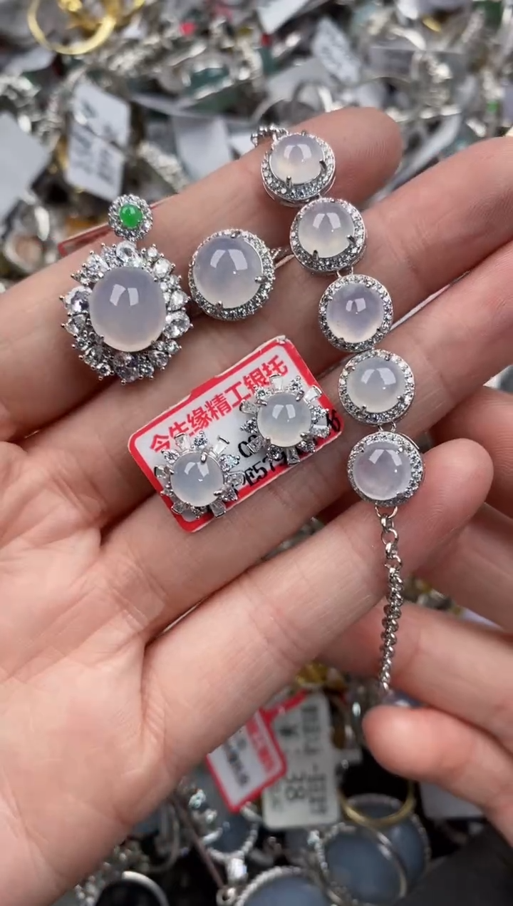 银S925镶嵌戒指翡翠11   7