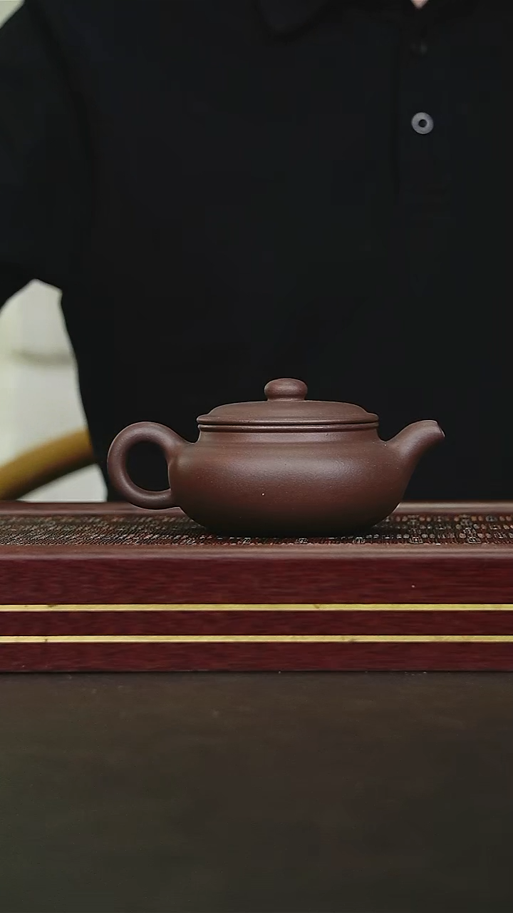 茶壶紫砂紫泥扁腹fb
