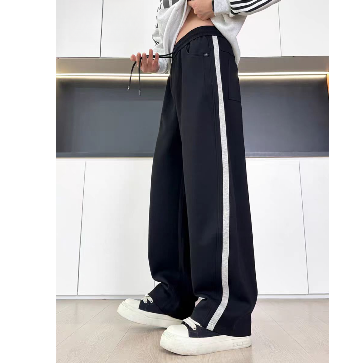 【25731-黑色】青少年秋冬加绒款运动卫裤